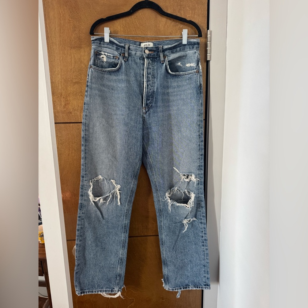 AGOLDE 90’s Pinch Waist Distressed Straight Jeans – Size 28